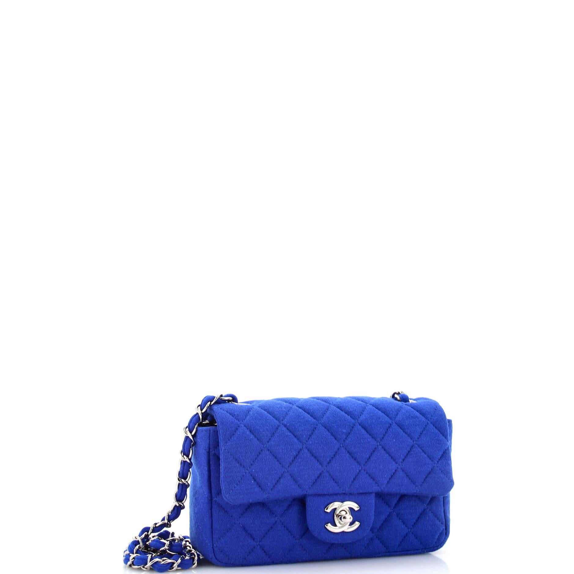 Chanel Classic Single Flap Bag Quilted Jersey Mini In Good Condition For Sale In NY, NY