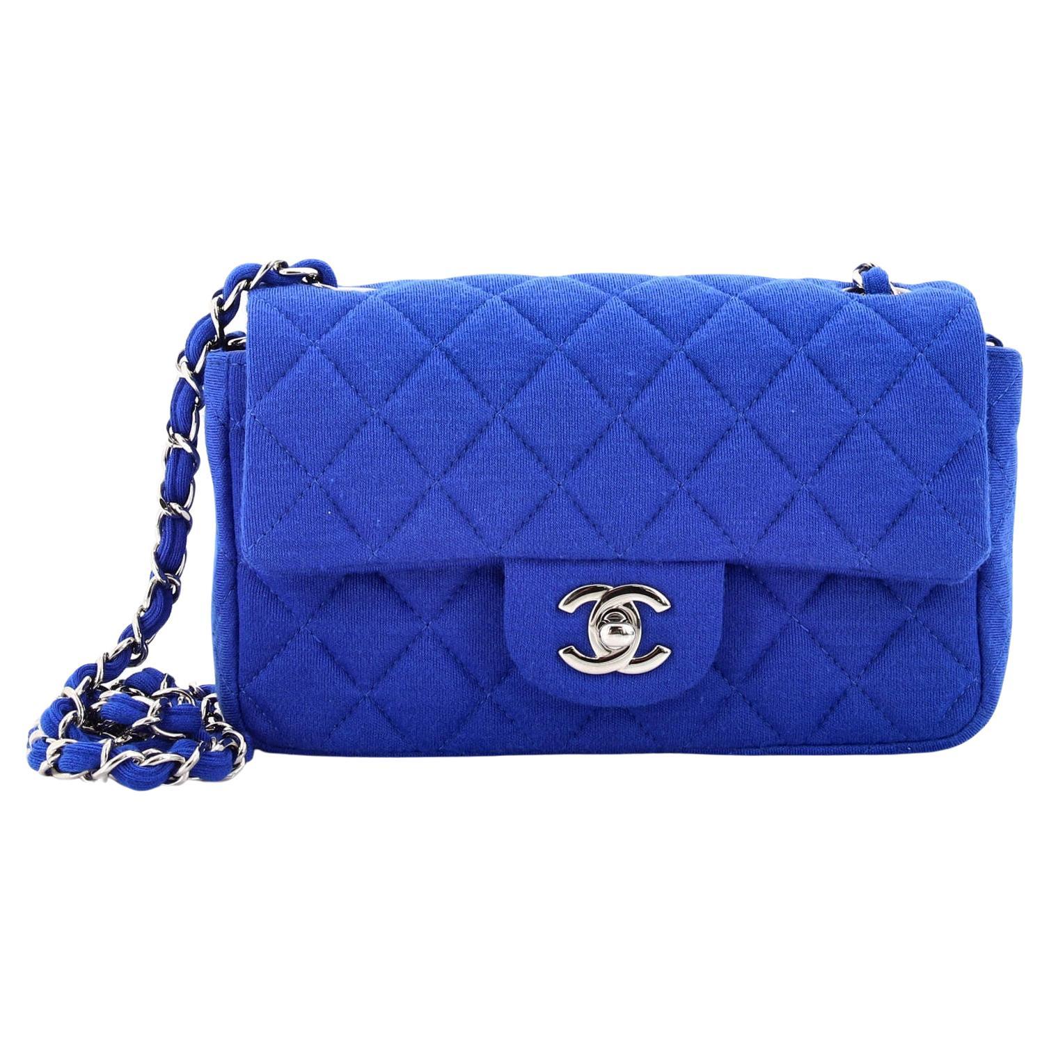 Chanel Classic Single Flap Bag Quilted Jersey Mini For Sale