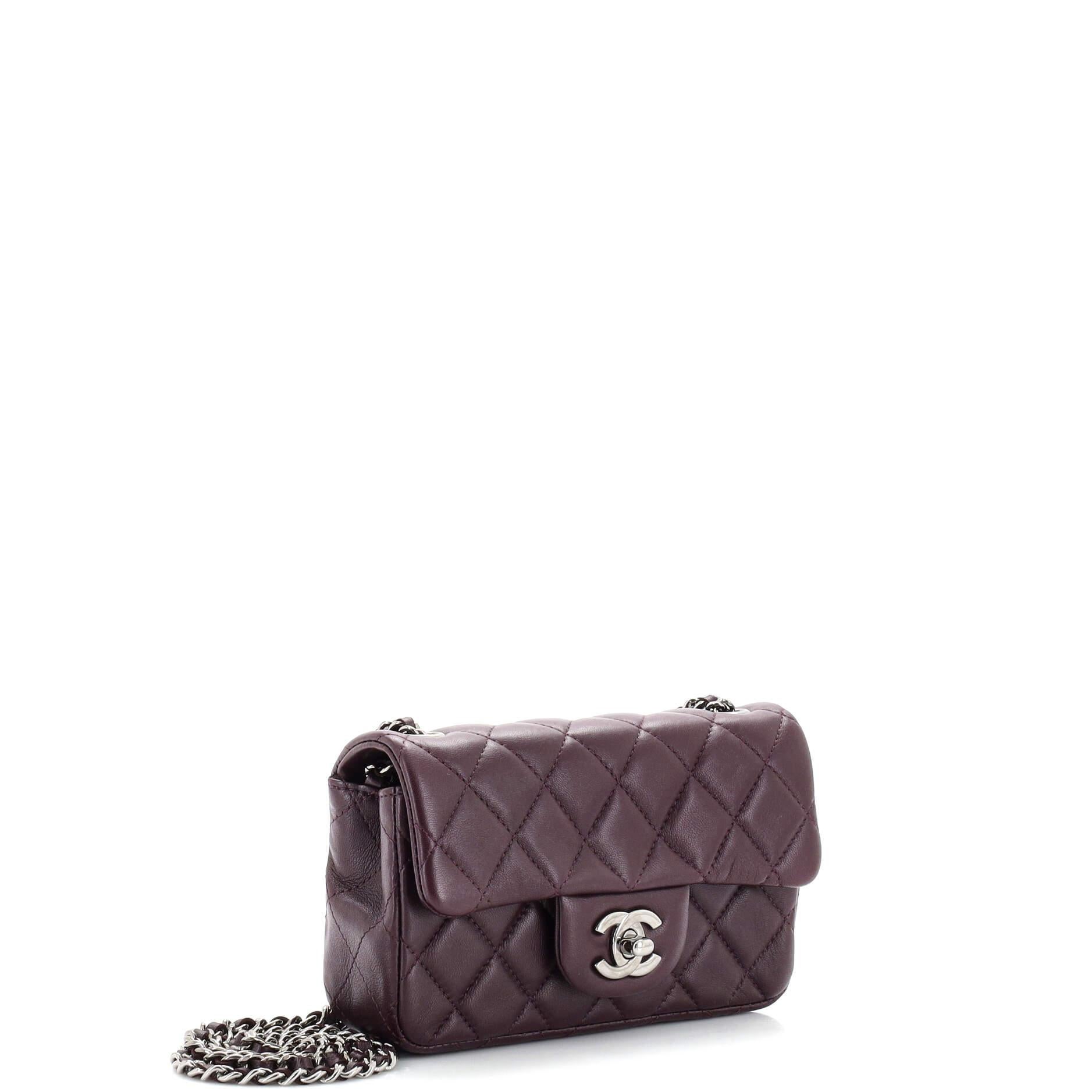 Chanel Classic Single Flap Bag Quilted Lambskin Extra Mini In Good Condition In NY, NY