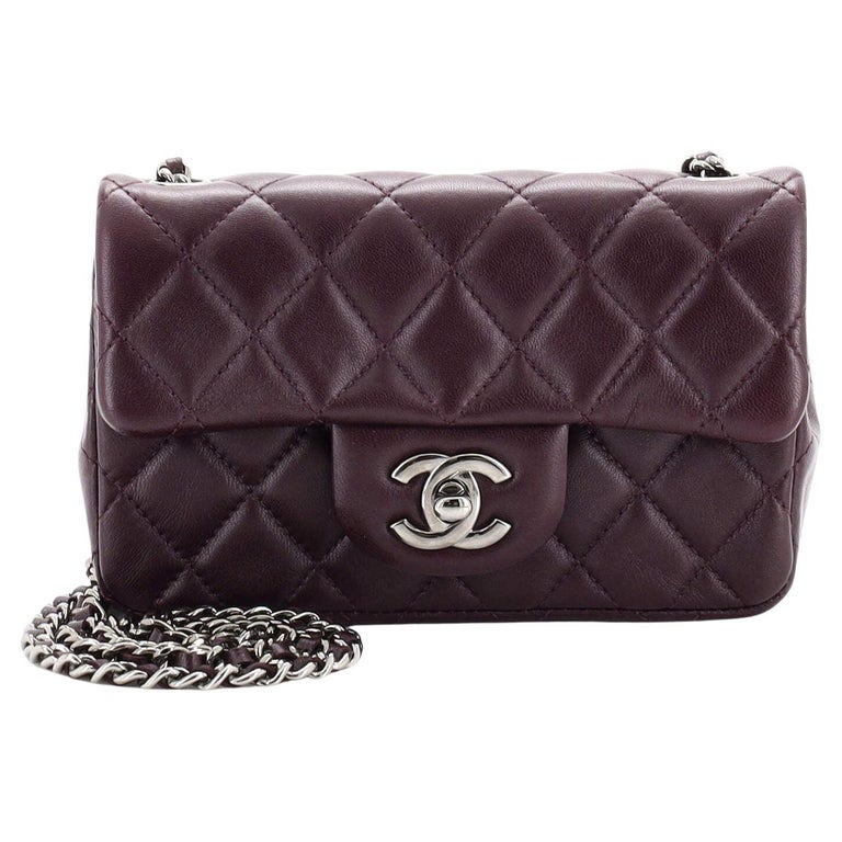 Chanel Pink Quilted Lambskin Enamel Micro Extra Mini Handle Clutch with Chain Brushed Gold Hardware, 2022 (Like New), Womens Handbag