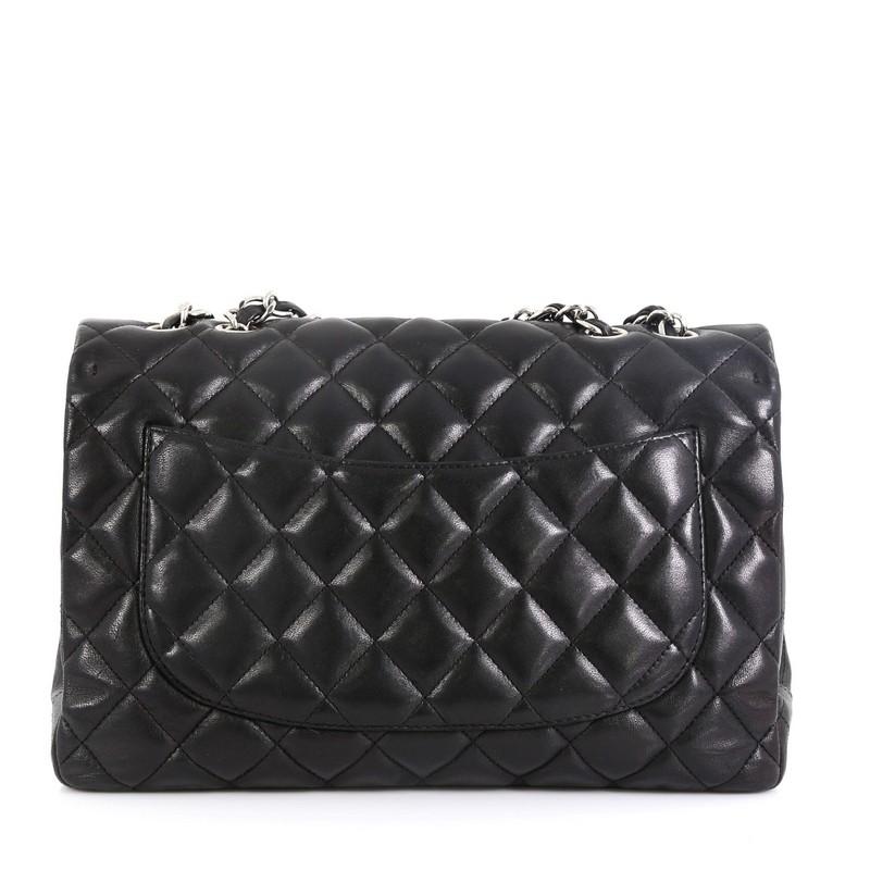 Black Chanel Classic Single Flap Bag Quilted Lambskin Jumbo