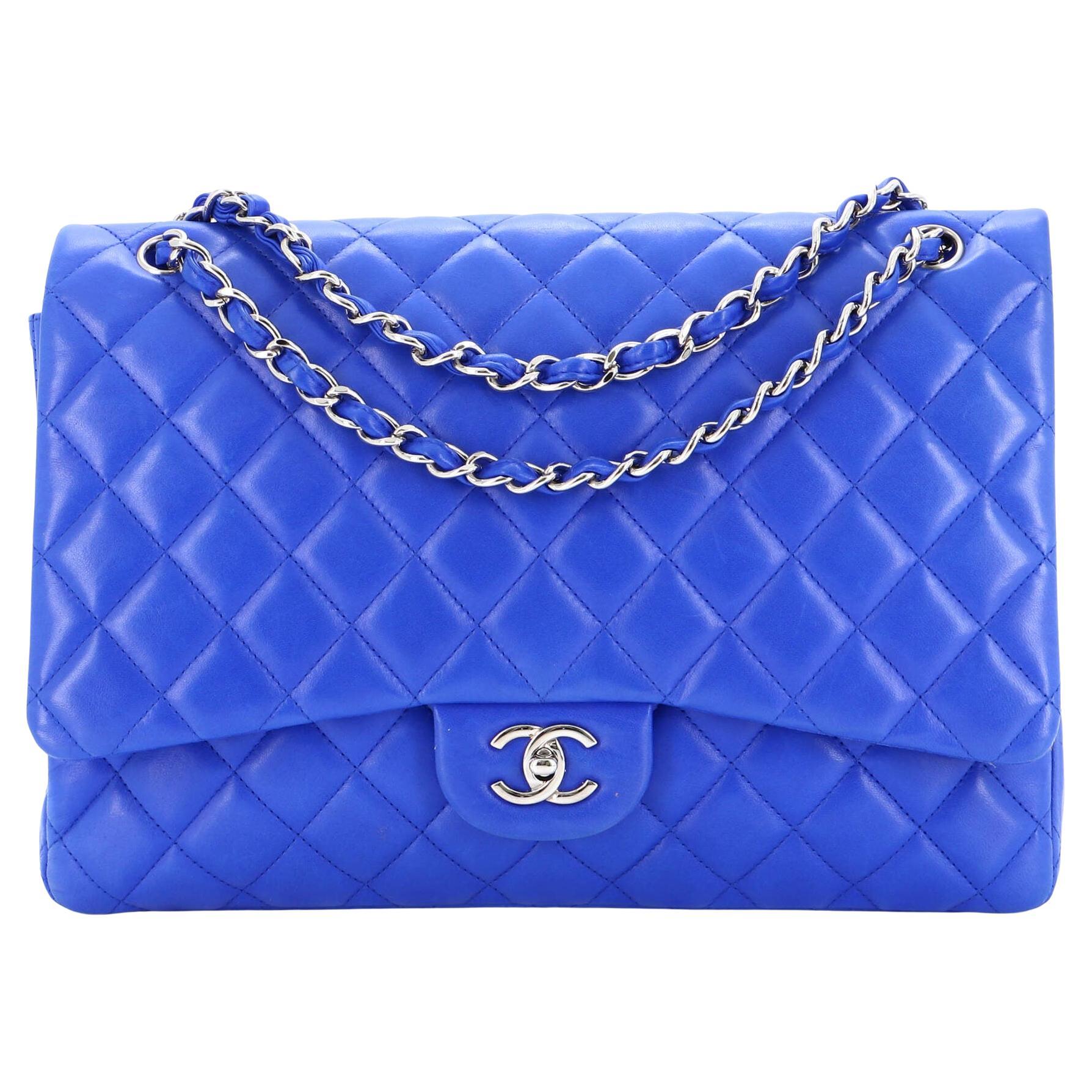 CHANEL Lambskin Quilted Resin Bi-Color Chain Flap Bag Navy 997993