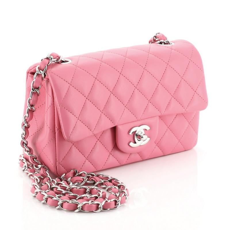 Pink Chanel Classic Single Flap Bag Quilted Lambskin Mini 