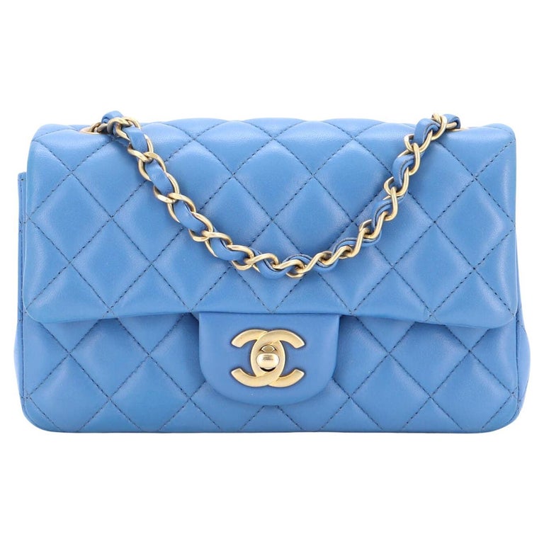 Chanel Powder Blue Quilted Leather Vintage Mini Tote at 1stDibs
