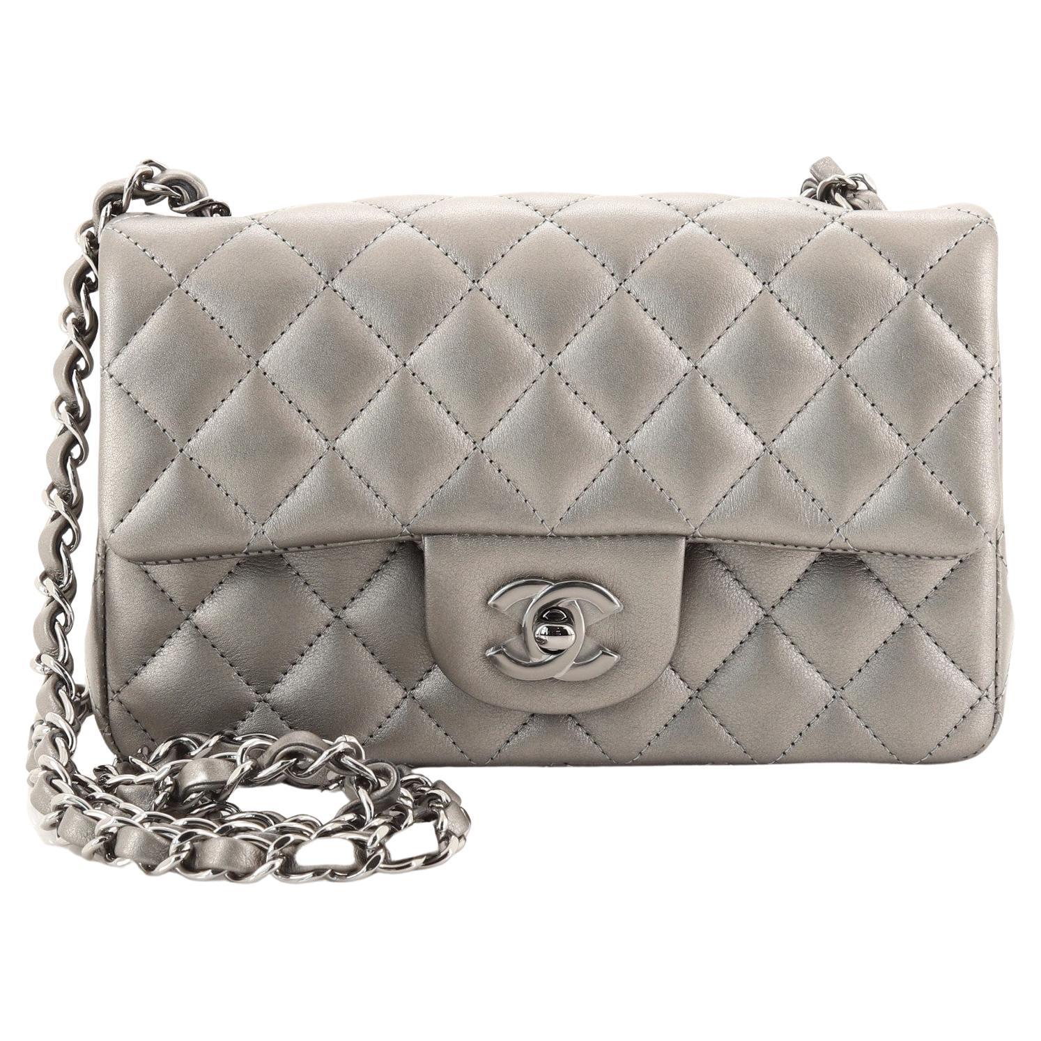 Chanel Classic Single Flap Bag Quilted Metallic Calfskin Mini at 1stDibs