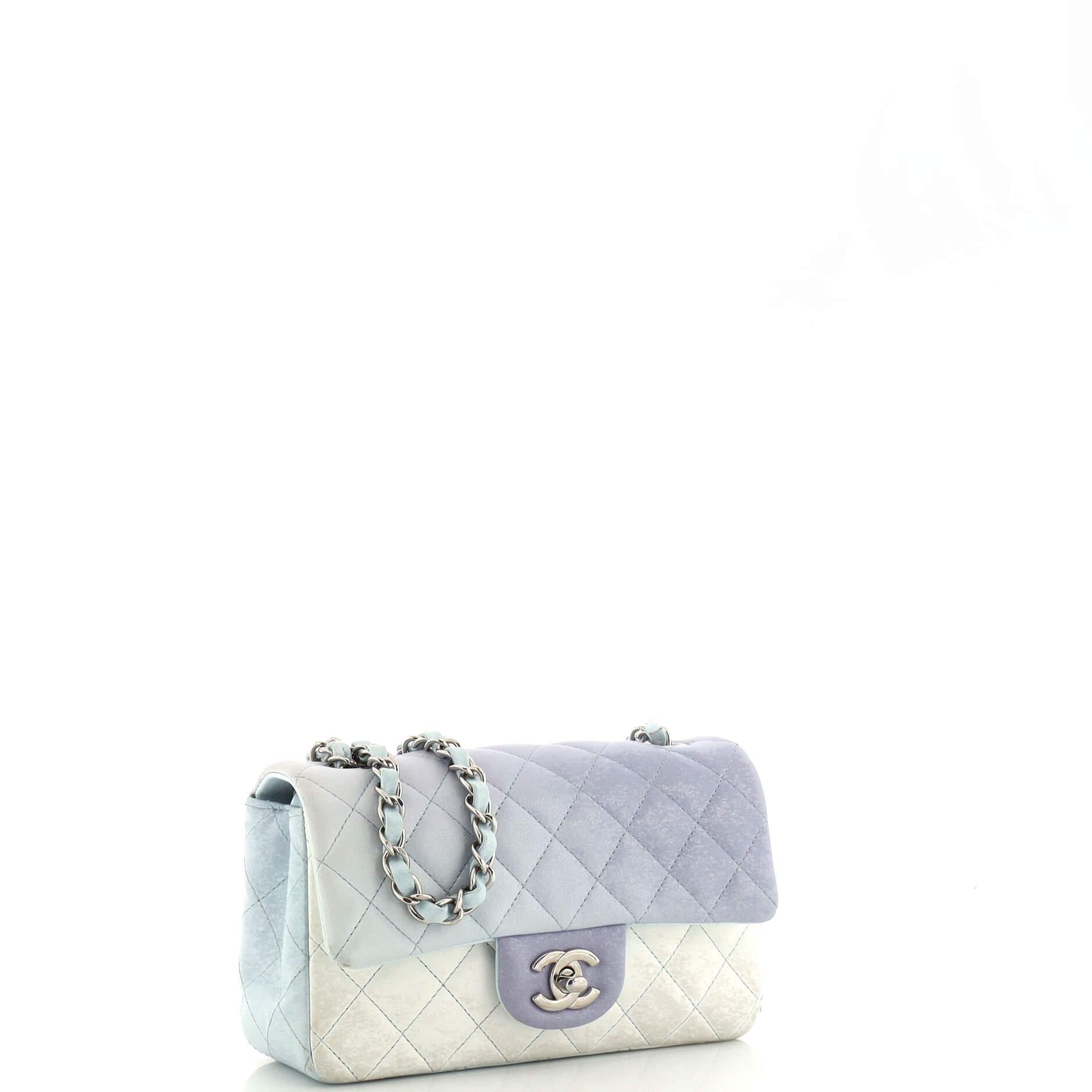 Chanel Classic Single Flap Bag Quilted Ombre Lambskin Mini In Good Condition In NY, NY