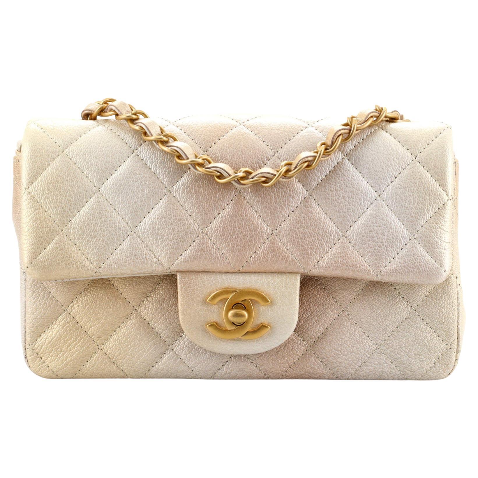 Chanel Classic Caviar Ombre Beige/Cream & Grey Single Flap Handbag