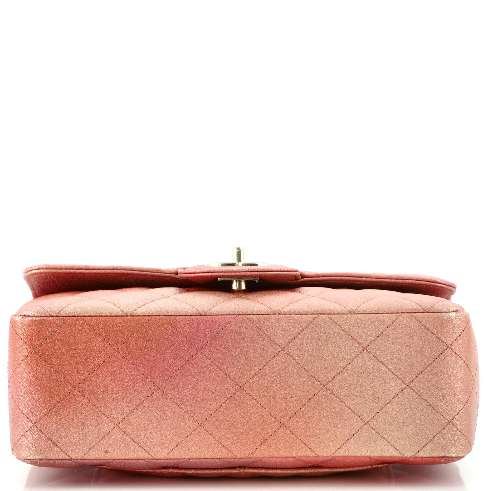 Chanel Classic Single Flap Bag Quilted Ombre Metallic Lambskin Mini In Good Condition In NY, NY