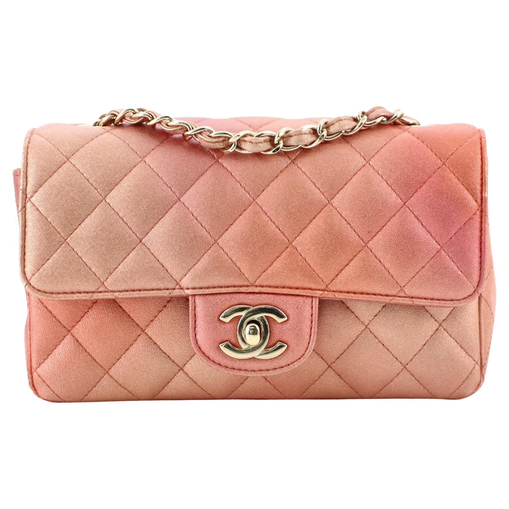 Chanel Classic Single Flap Bag Quilted Ombre Metallic Lambskin Mini