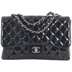Chanel Classic Single Flap Bag Quilted Patent Jumbo