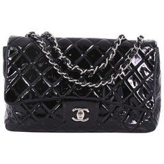 Chanel Classic Single Flap Bag Quilted Patent Jumbo