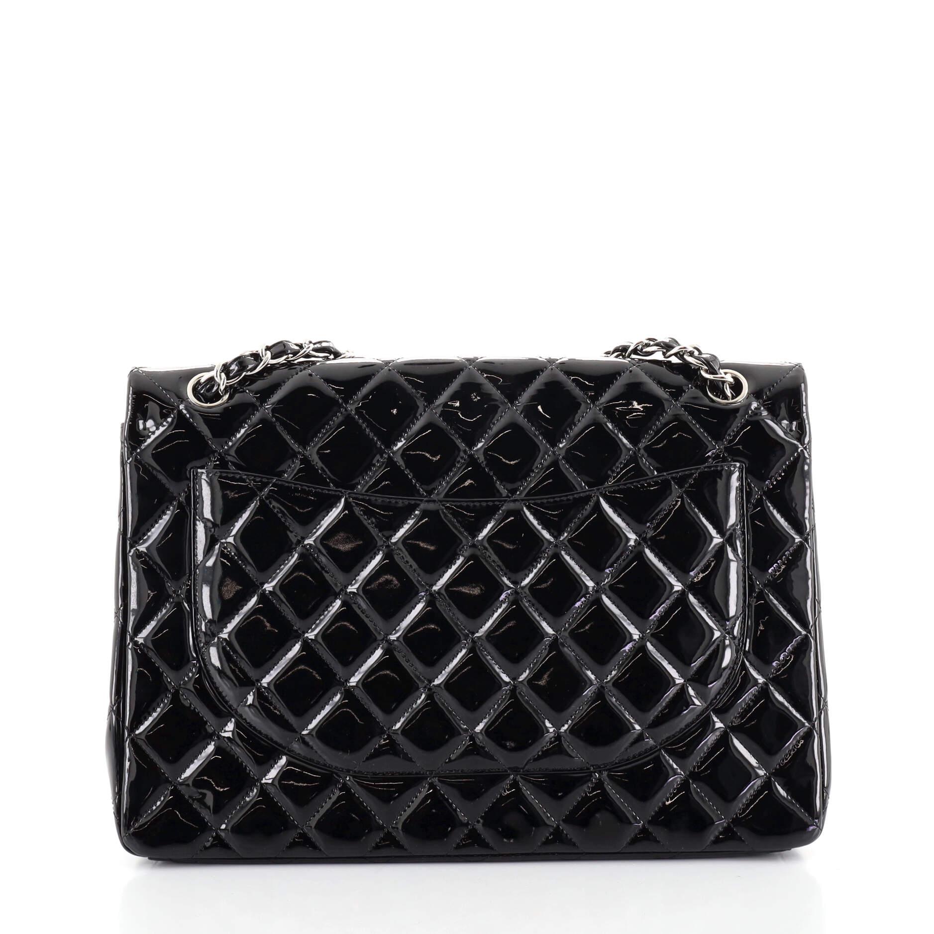 Chanel Classic Single Flap Bag Quilted Patent Maxi In Good Condition In NY, NY