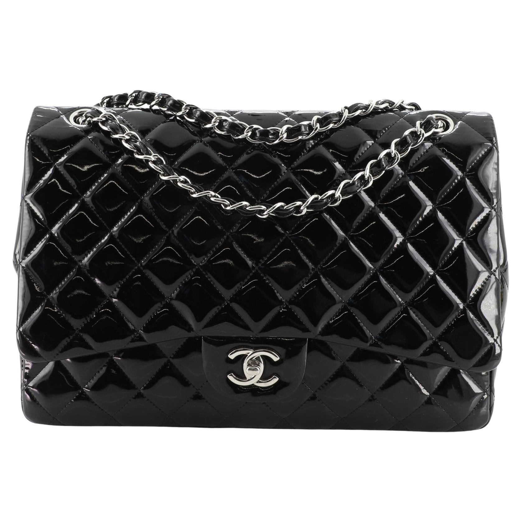 Chanel Classic Single Flap Bag Quilted Patent Maxi