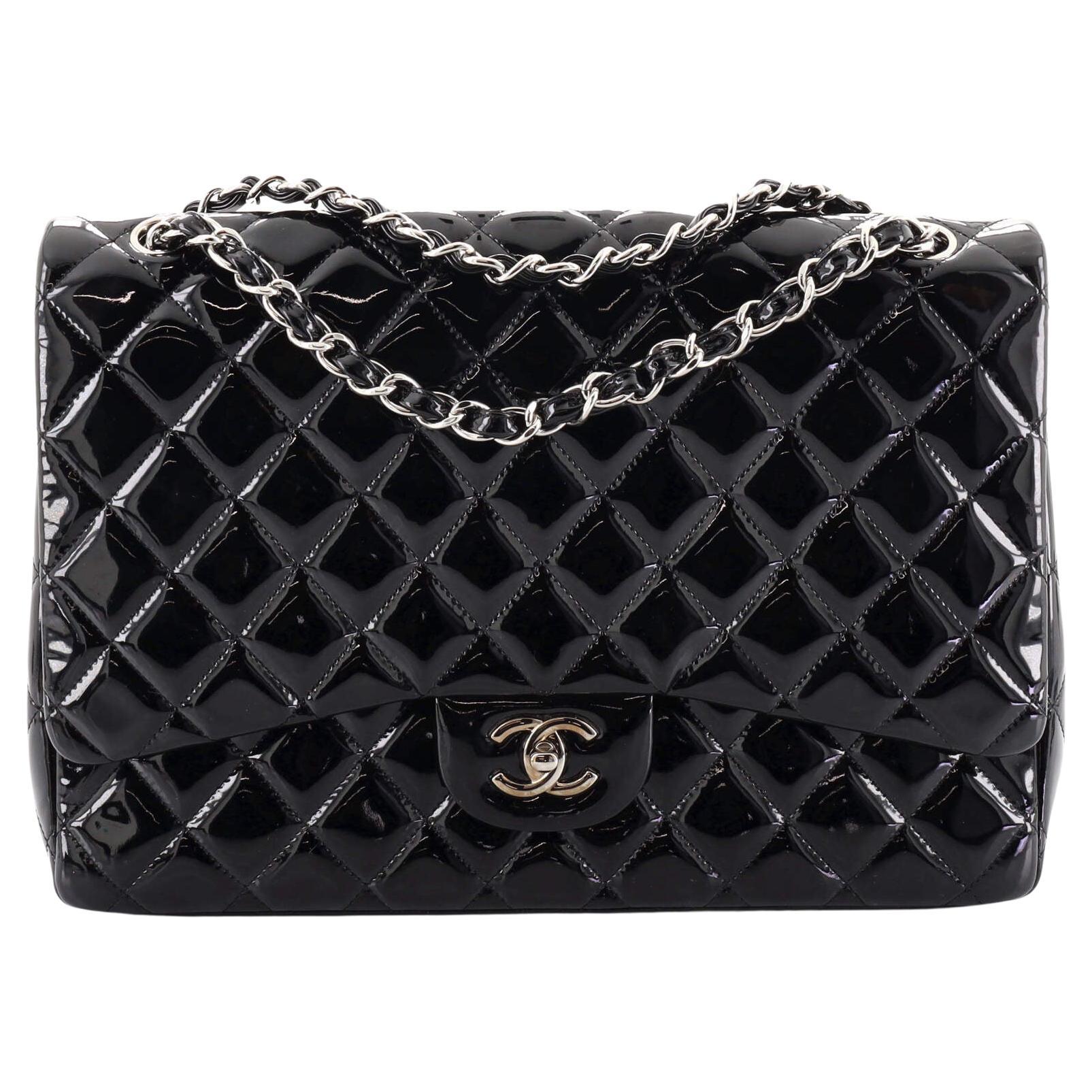 Chanel Classic Single Flap Bag Quilted Patent Maxi