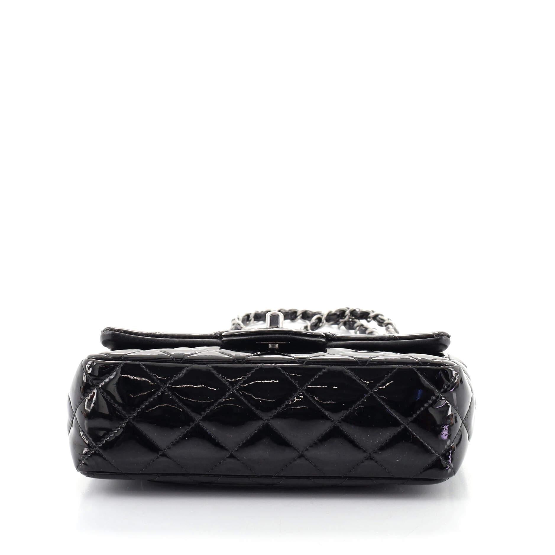 Chanel Classic Single Flap Bag Quilted Patent Mini In Good Condition In NY, NY