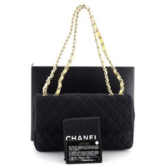 Chanel Classic Single Flap Bag Quilted Perforated Jersey Medium