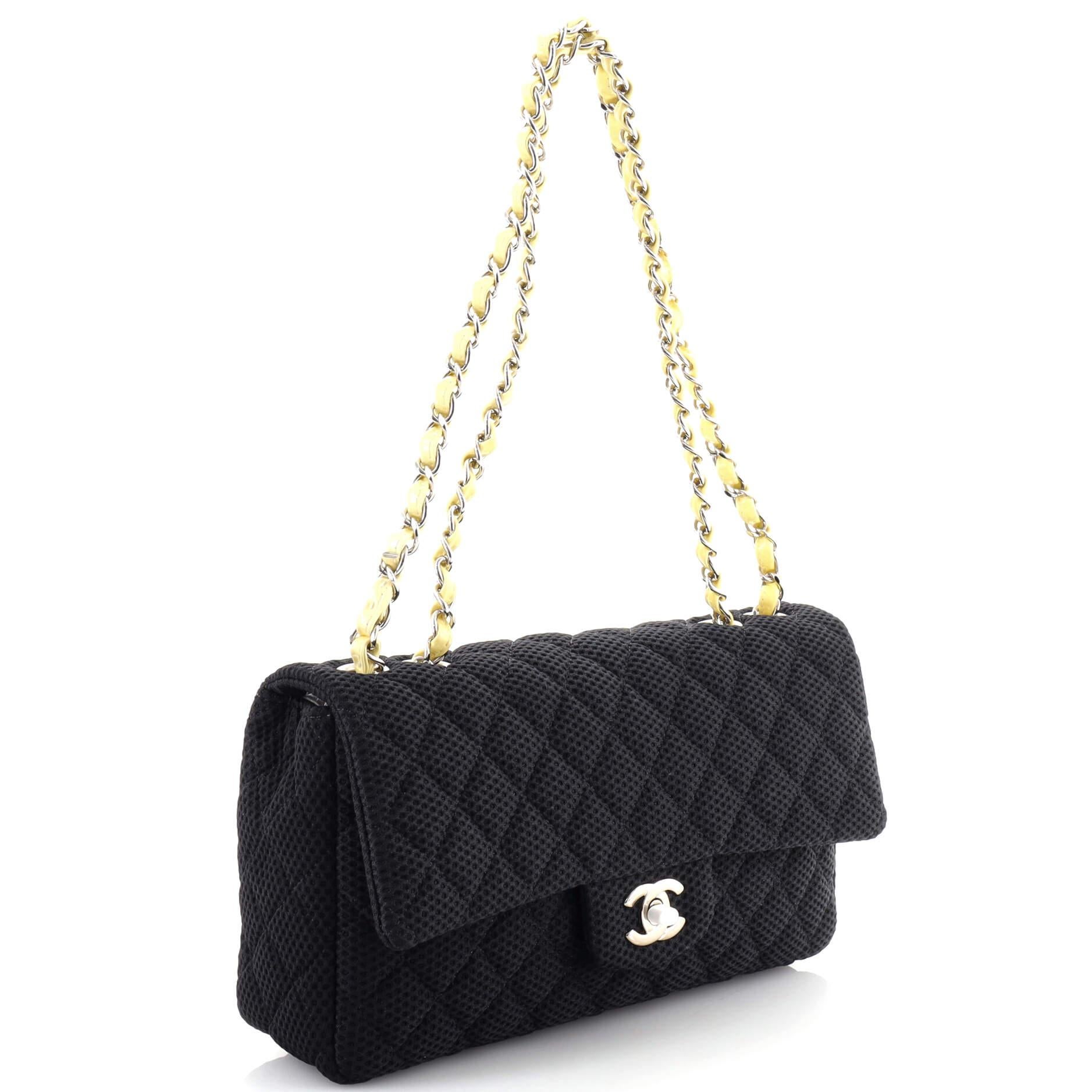 Chanel Classic Single Flap Bag Quilted Perforated Jersey Medium In Good Condition In NY, NY