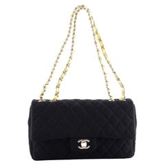 Chanel Classic Single Flap Bag Quilted Perforated Jersey Medium