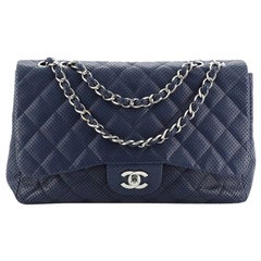 Chanel Classic Single Flap Bag Quilted Perforated Leather Jumbo Chanel Classic Single Flap Bag Quilted Perforated Leather Jumbo