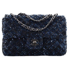 Chanel Classic Single Flap Bag Quilted Satin and Sequins Medium