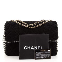 Chanel Classic Single Flap Bag Quilted Shearling and Tweed Large