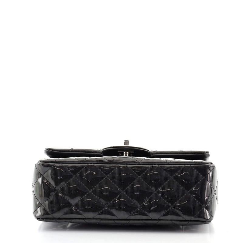 Chanel Classic Single Flap Bag Quilted Striated Metallic Patent Mini In Good Condition In NY, NY