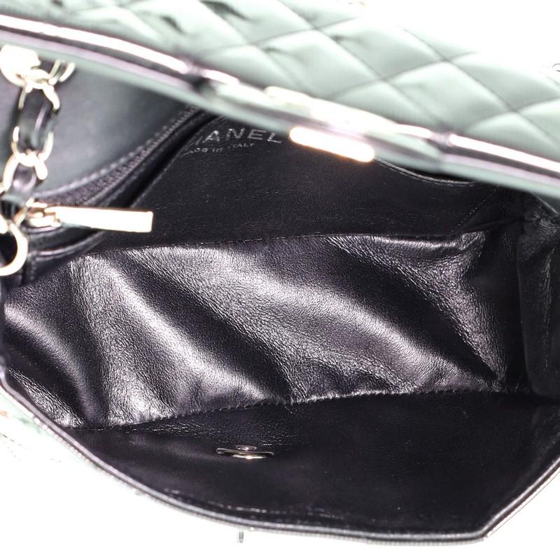 Women's or Men's Chanel Classic Single Flap Bag Quilted Striated Metallic Patent Mini
