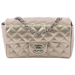 Chanel Classic Single Flap Bag Quilted Striated Metallic Patent Mini