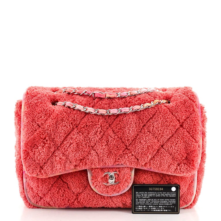 Chanel Classic Single Flap Bag Quilted Terry Cloth and Ribbon Jumbo at  1stDibs