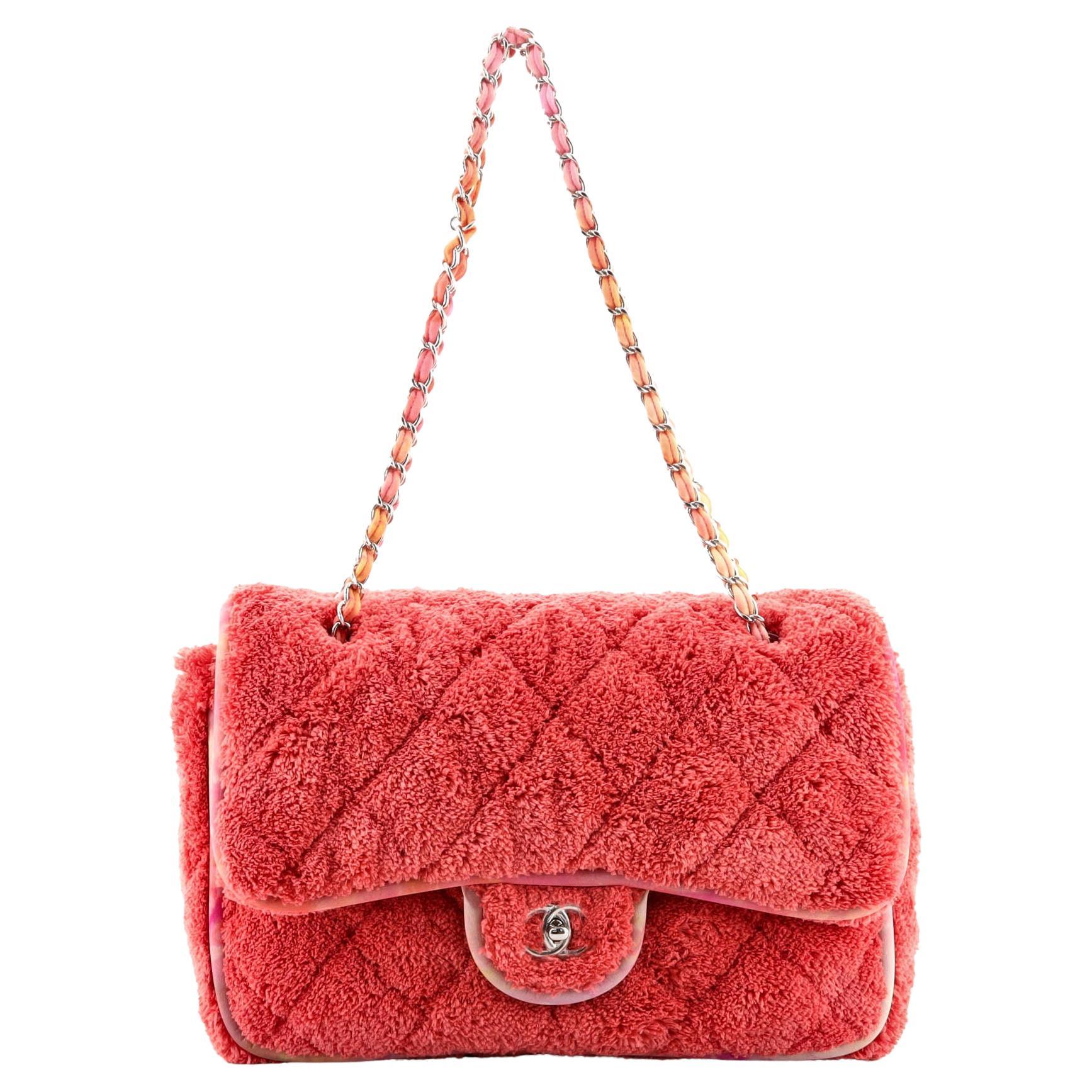 Chanel Classic Single Flap Bag Quilted Terry Cloth and Ribbon Jumbo