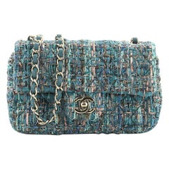 Chanel Classic Single Flap Bag Quilted Tweed And Ribbon Mini 