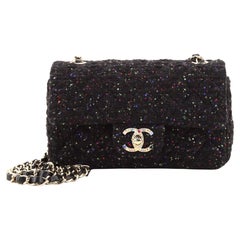 Chanel Classic Single Flap Bag Quilted Tweed and Sequins with Crystals Mini