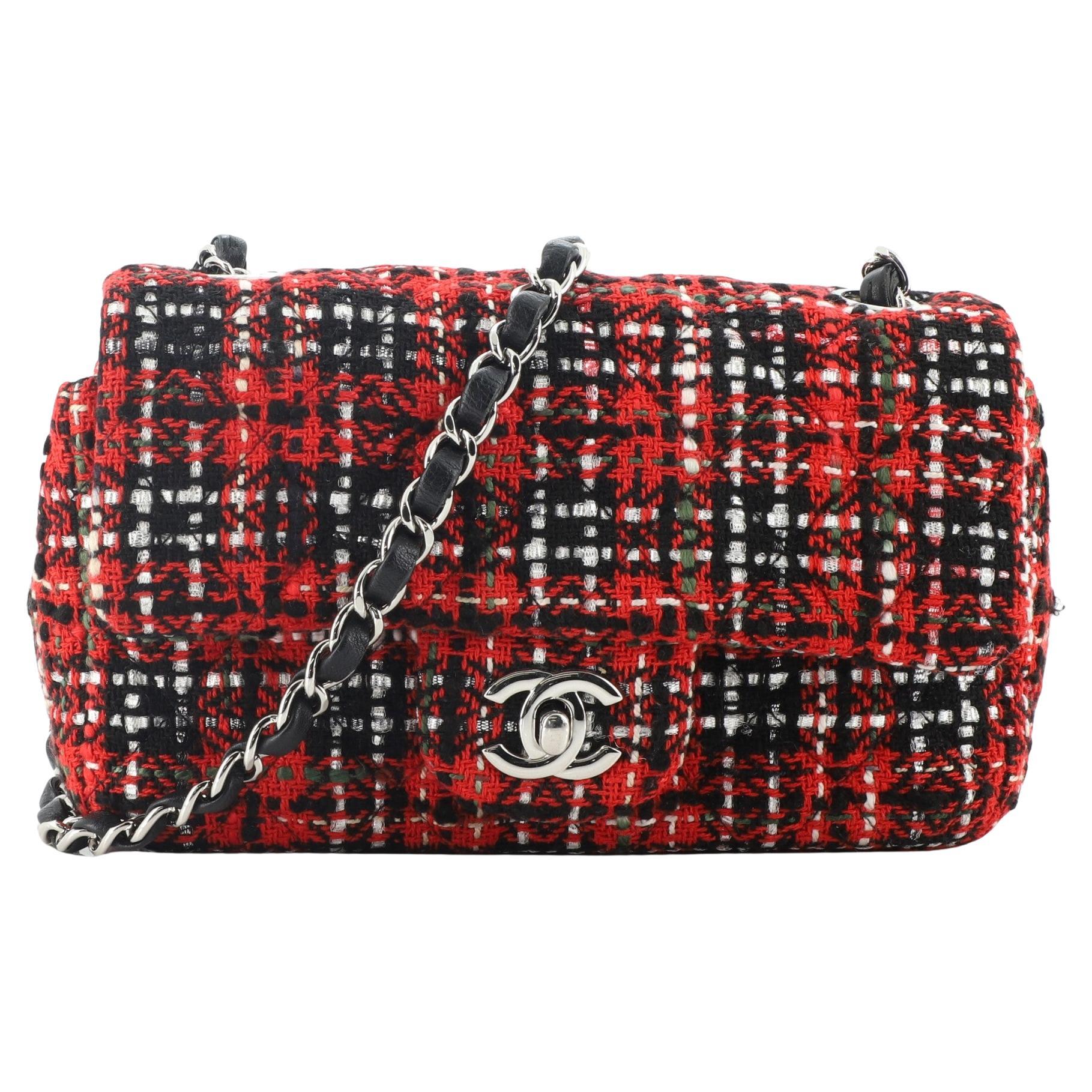 Chanel Classic Single Flap Bag Quilted Tweed Mini