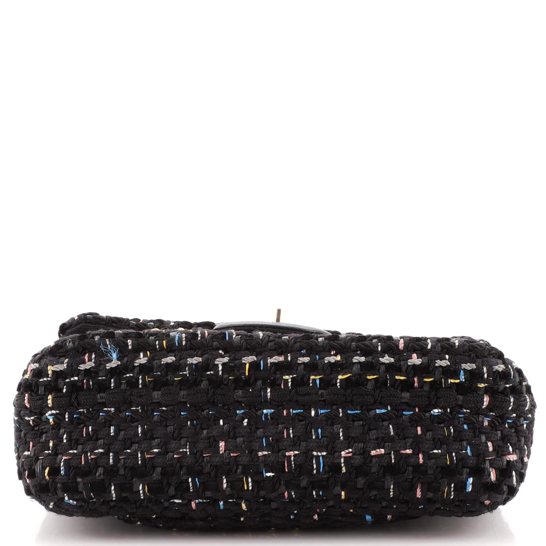 Women's or Men's Chanel Classic Single Flap Bag Quilted Tweed with Woven Chain Mini