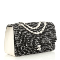 Chanel Classic Single Flap Bag Tweed And Leather Medium