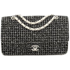 Chanel Classic Single Flap Bag Tweed And Leather Medium 
