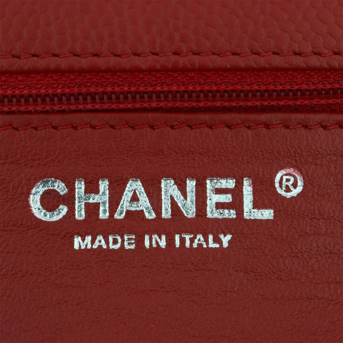 CHANEL Classic Single Flap Jumbo Bag Red Caviar with Silver Hardware 2009 9