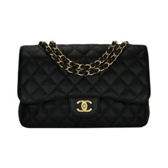 CHANEL Classic Single Flap Jumbo Black Caviar with Gold Hardware 2009