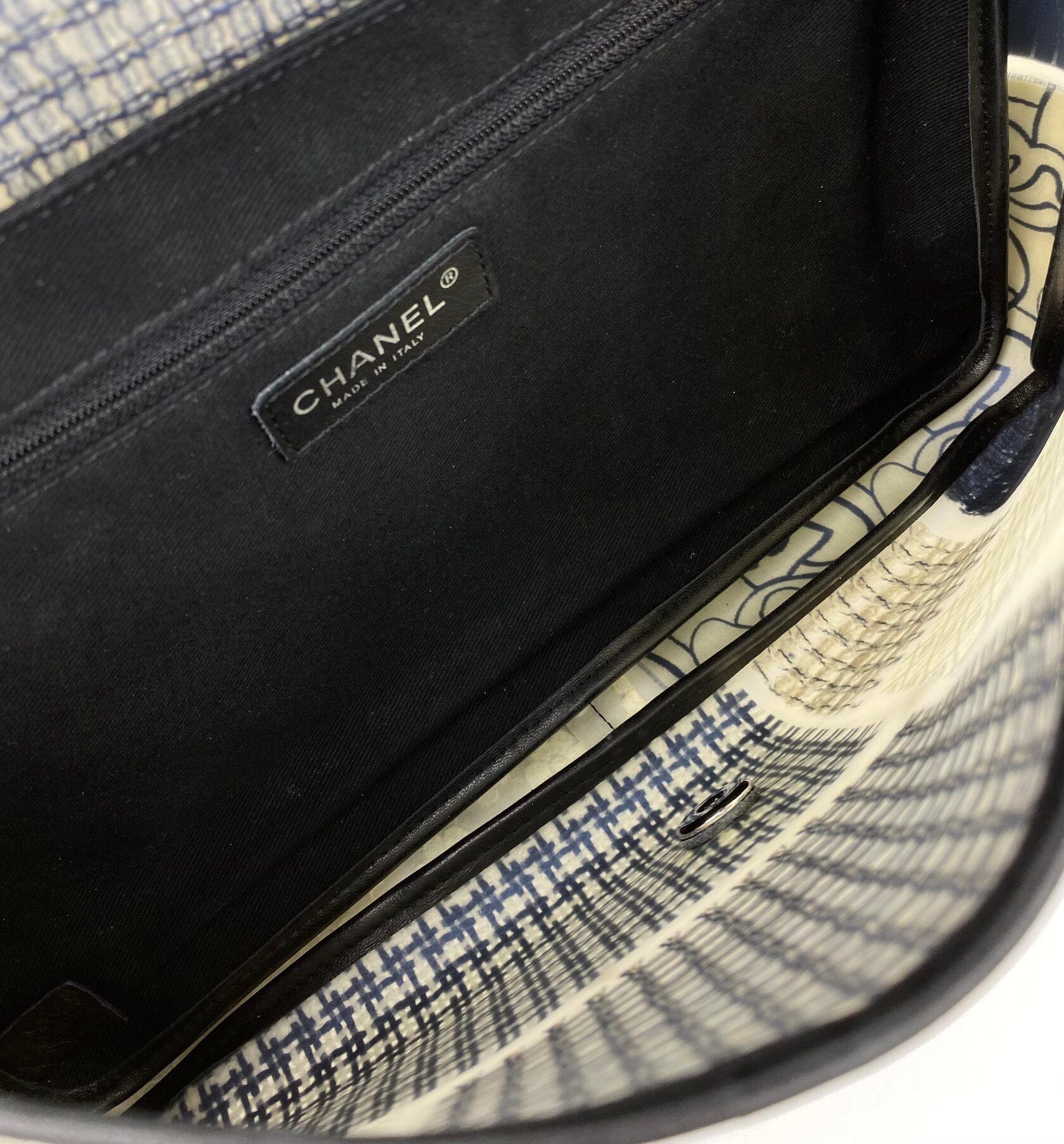 CHANEL Classic Single Flap Jumbo Tweed &amp;amp; Stoff Patchwork-Rubin Damen