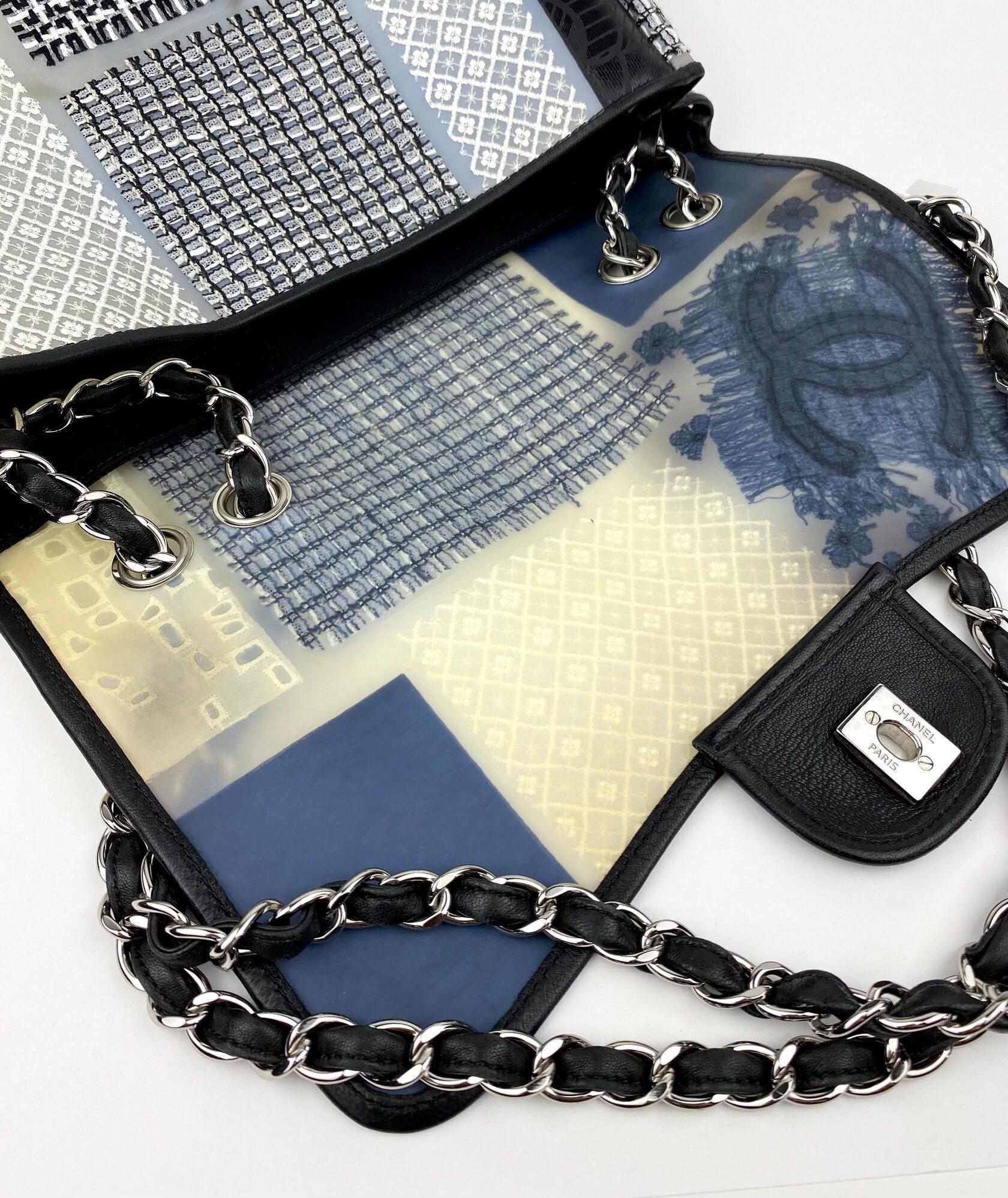 CHANEL Classic Single Flap Jumbo Tweed &amp;amp; Stoff Patchwork-Rubin 1