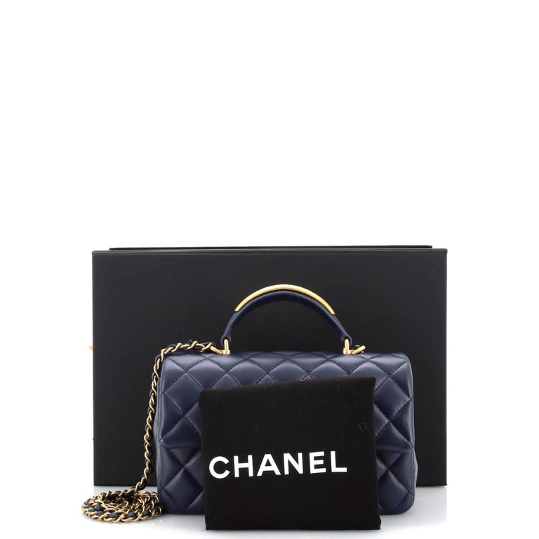 Chanel Classic Single Flap Metal Top Handle Bag Quilted Lambskin Mini For  Sale at 1stDibs