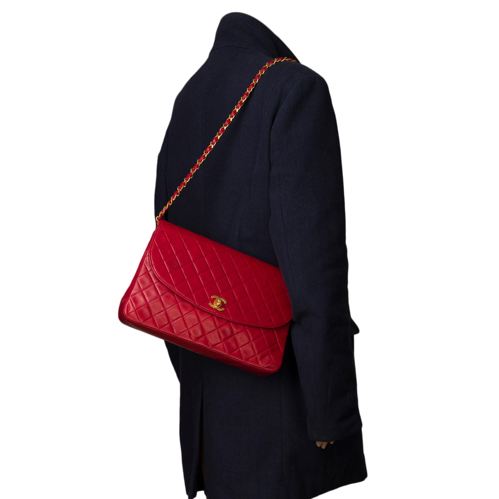 Chanel Classic Single Flap shoulder bag in Red quilted lambskin, GHW 7