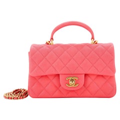 Chanel Classic Single Flap Top Handle Bag Quilted Caviar Mini