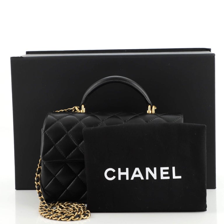 Chanel Classic Single Flap Top Handle Bag Quilted Lambskin Mini at 1stDibs