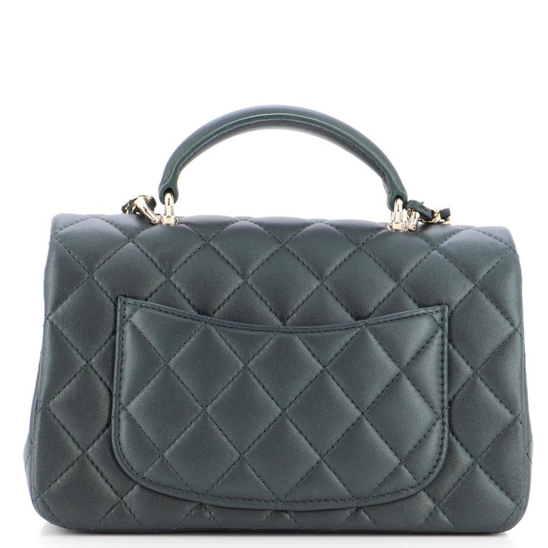 Chanel Classic Single Flap Top Handle Bag Quilted Lambskin Mini For