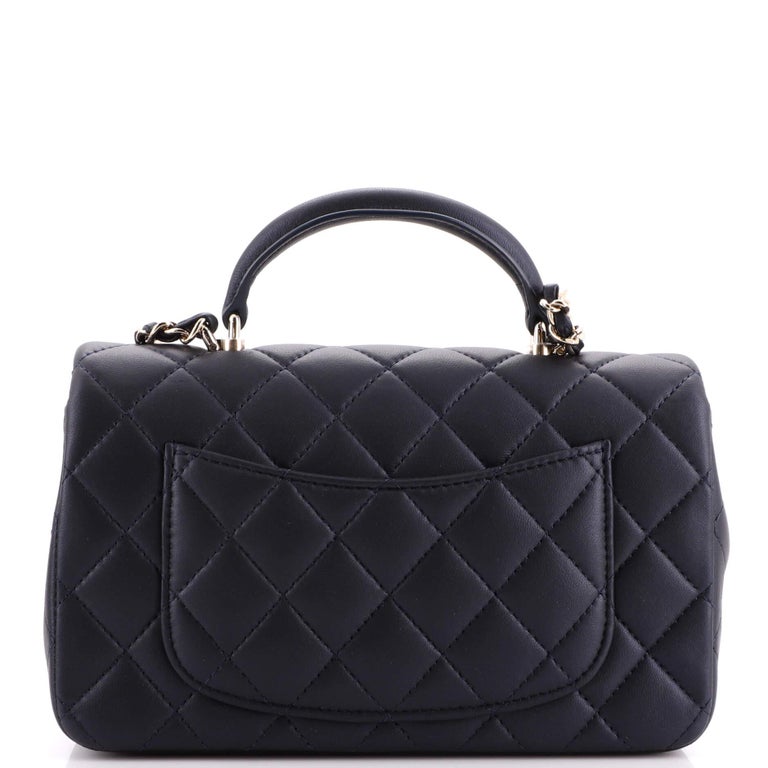 Chanel Classic Single Flap Top Handle Bag Quilted Lambskin Mini For