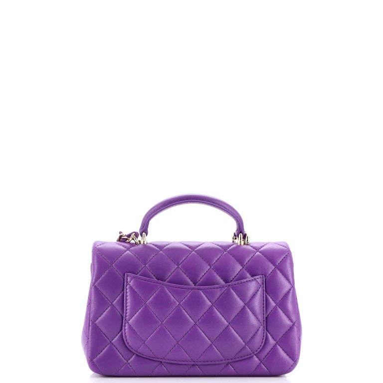 Chanel Classic Single Flap Top Handle Bag Quilted Lambskin Mini For