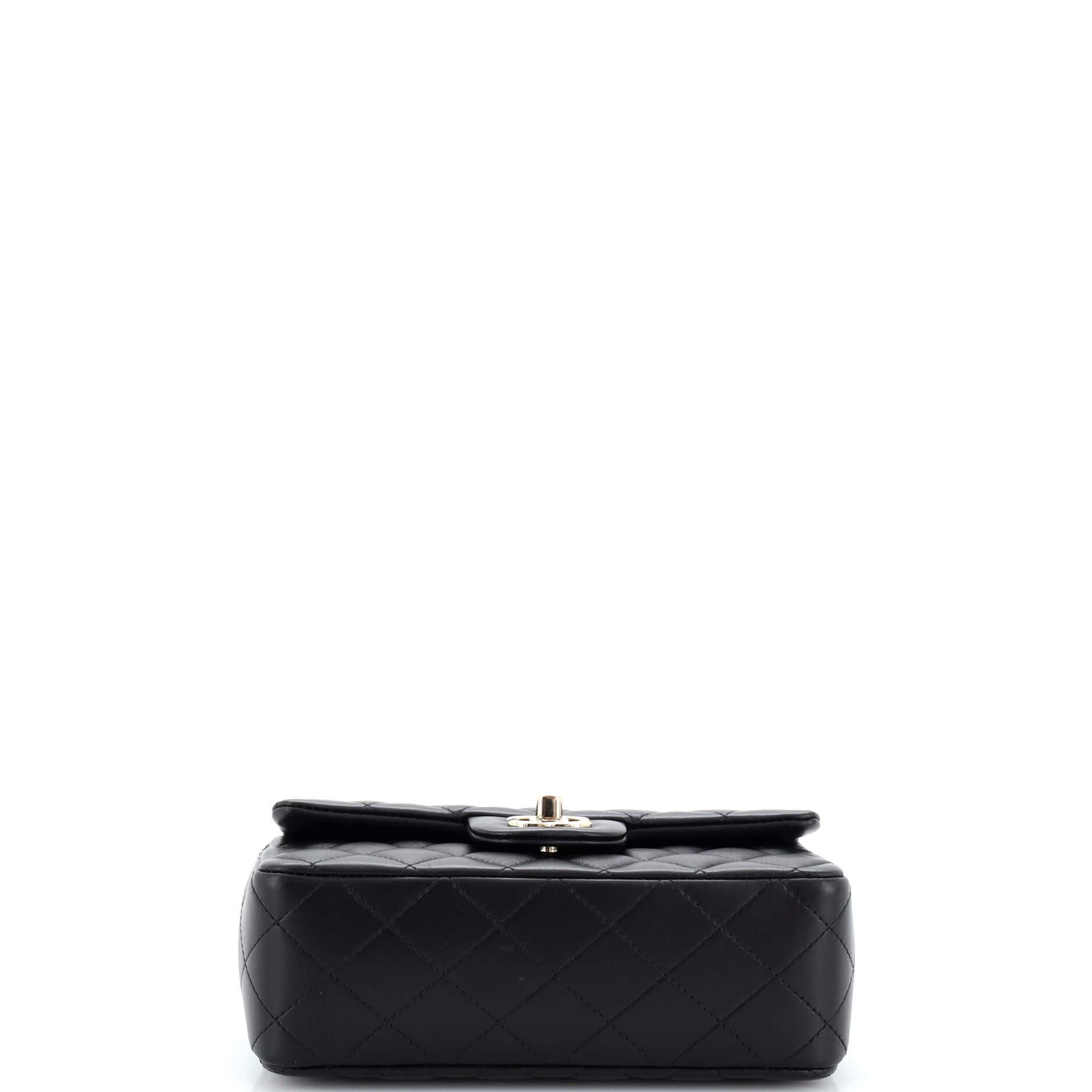 Chanel Classic Single Flap Top Handle Bag Quilted Lambskin Mini For