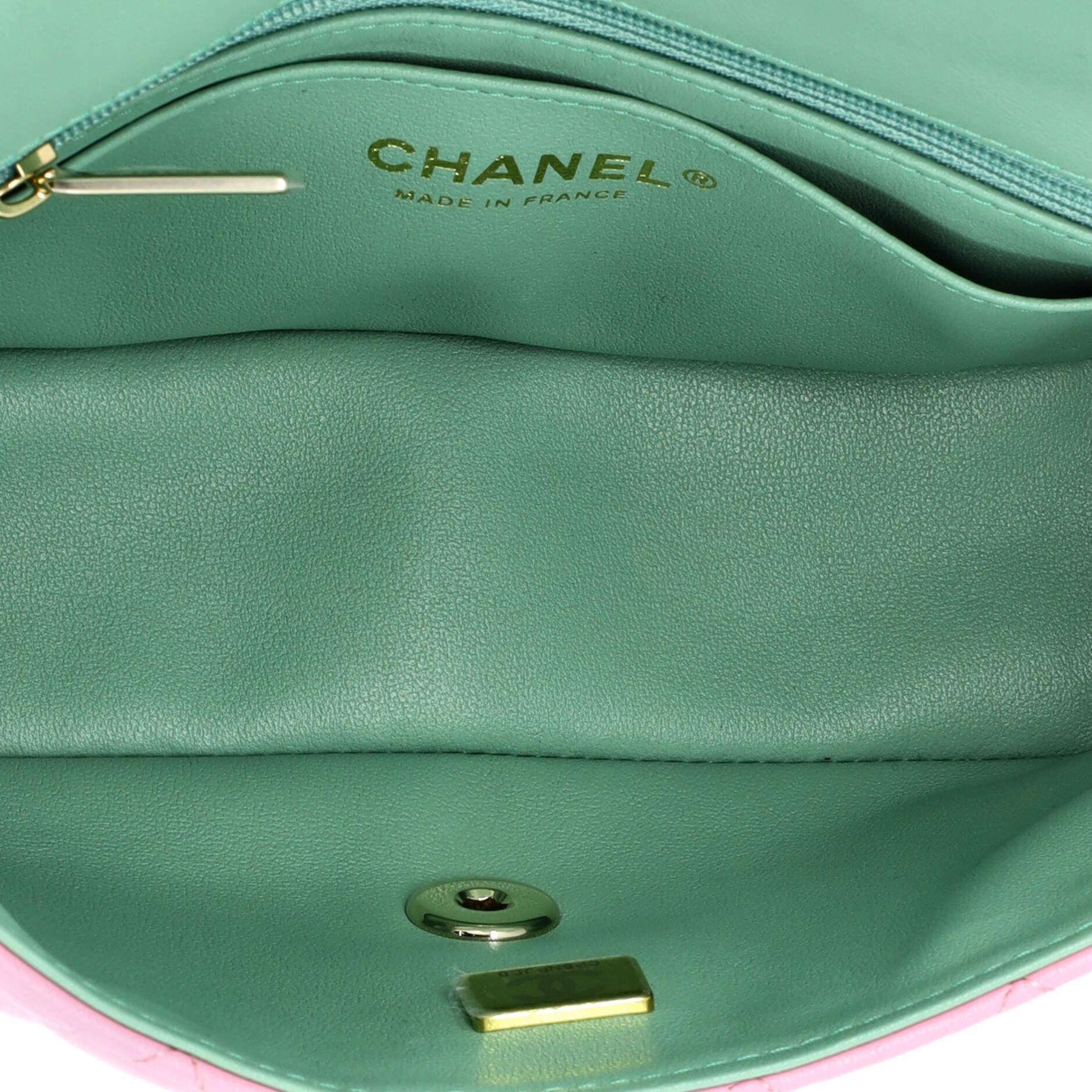 Chanel Classic Single Flap Top Handle Bag Quilted Lambskin Mini For