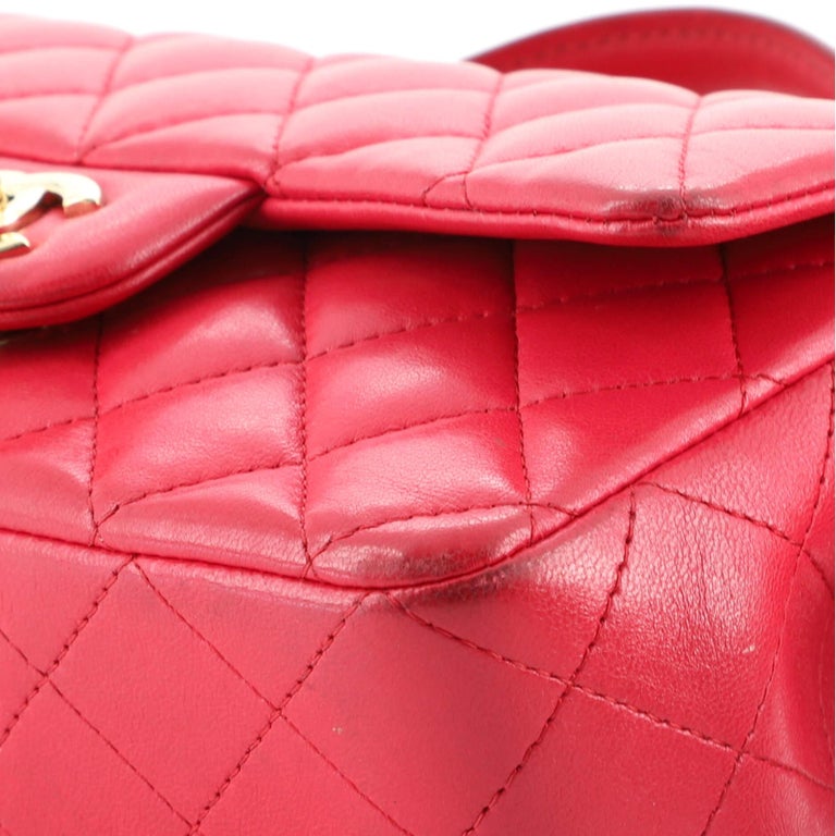 Chanel Classic Single Flap Top Handle Bag Quilted Lambskin Mini For